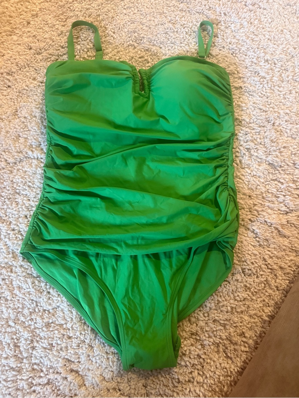 Dkny Bright Green Ruched One-Piece Swimsuit